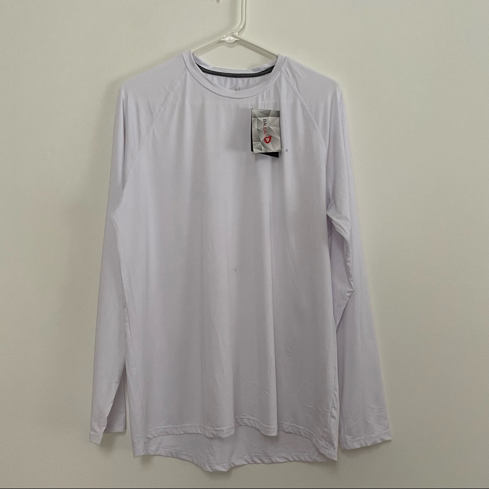 Baleaf Men’s Fitted Layering Long Sleeve Tee White L New